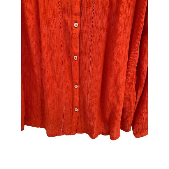 Fat Face Blouse Top Orange Boho Prairie Swiss Dot Size 6 - Picture 4 of 11
